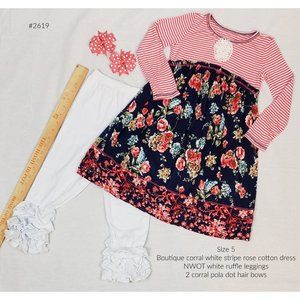 Boutique Cotton Flower and Stripe Dress Outfit